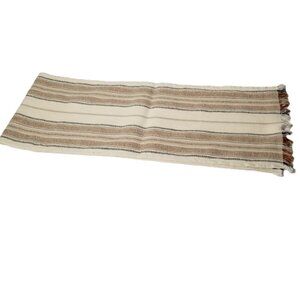 Striped Table Runner 78 x 14 Neutral Farmhouse Boho Fringe Dining Decor